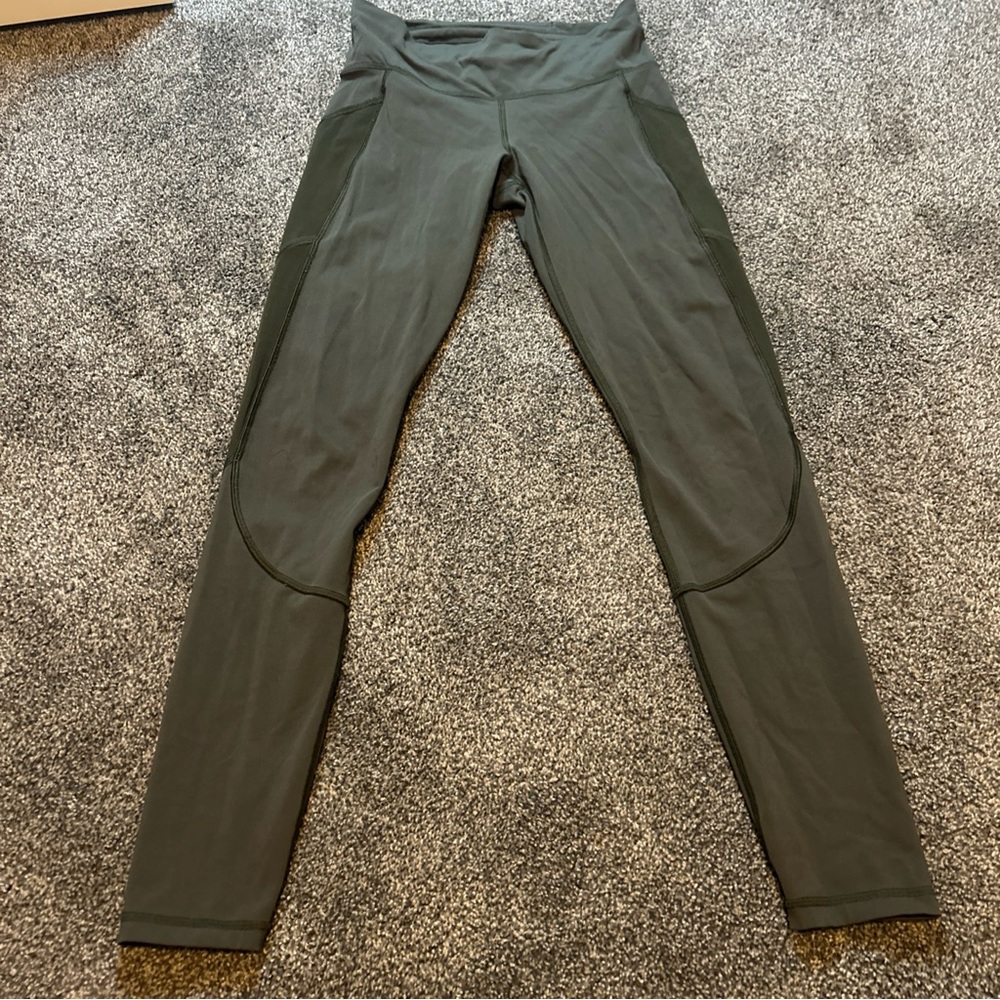 Lululemon Leggings Size 6 Barre Star Pant Olive Fatigue Green Mesh